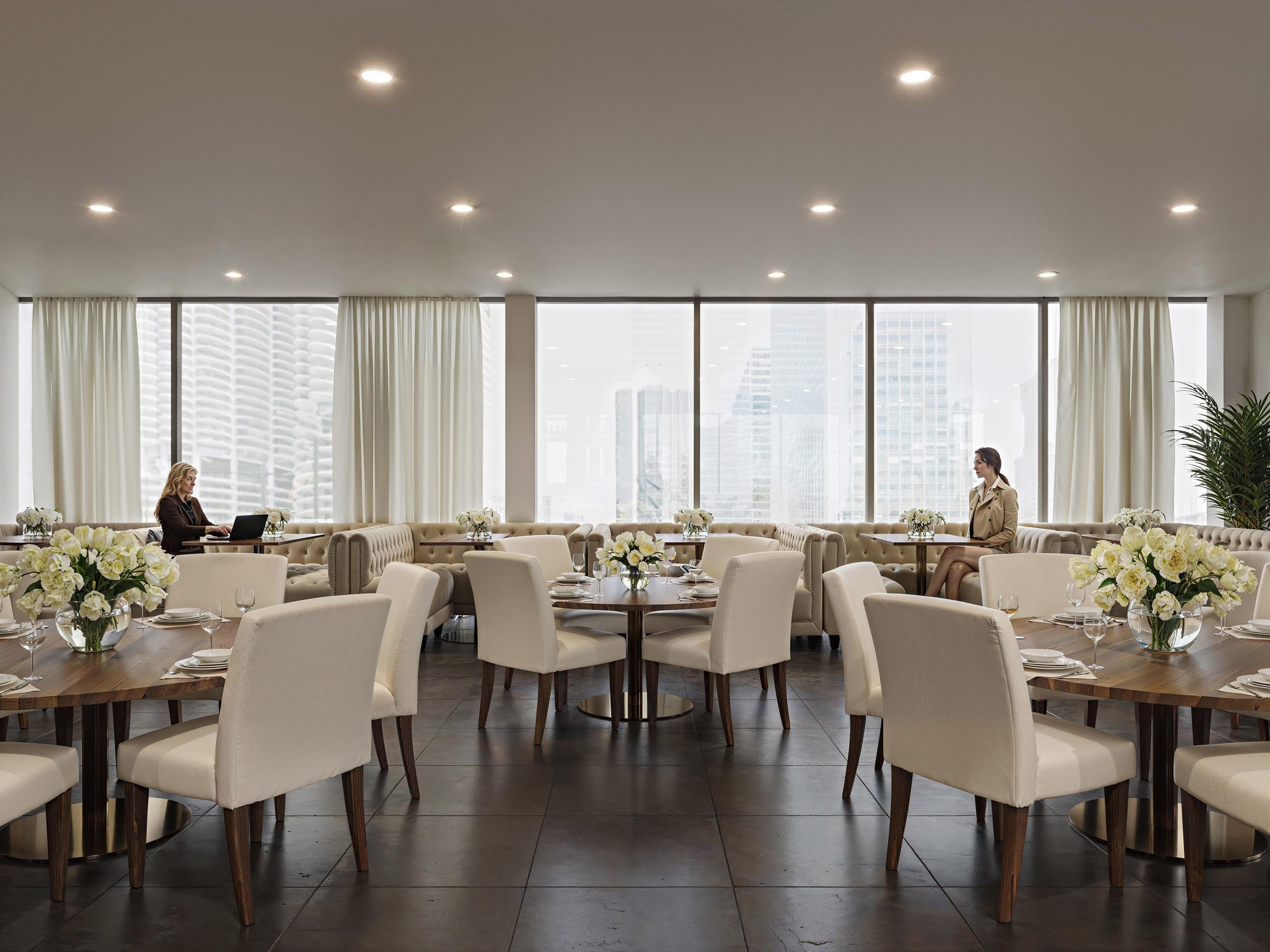 Концепція сучасного ресторану з панорамними вікнами - 3D візуалізація