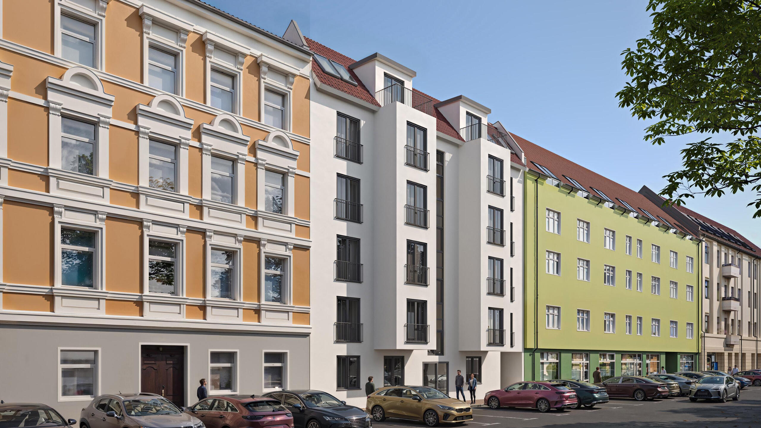 Mid-rise European-style residential building visualization